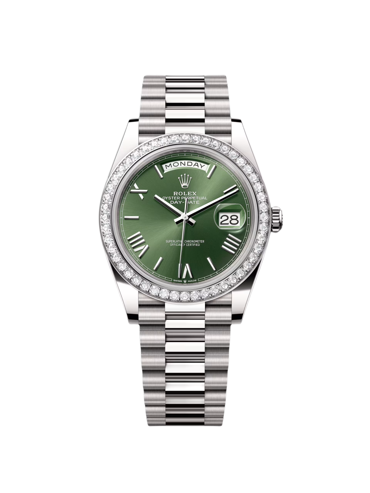 Rolex Day-Date 40mm 228349RBR-0030 Olive Green Dial President Bracelet