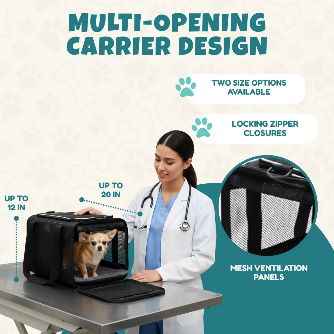 Cat and Dog Carrier Bag with Fleece Bed and Base Insert, 2 Sizes