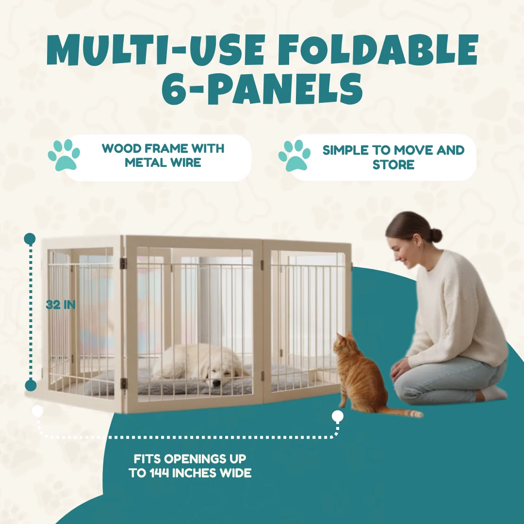 Convertible Multi-Panel Pet Gate & Playpen Enclosure with Door Convertible Multi-Panel Pet Gate & Playpen Enclosure with Door