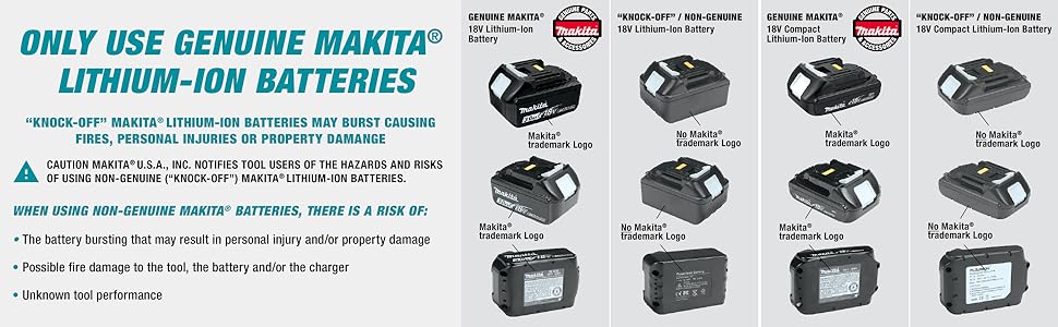 use genuine lithium-ion battereis knock-off caution hazards non-genuine damage fire unknown