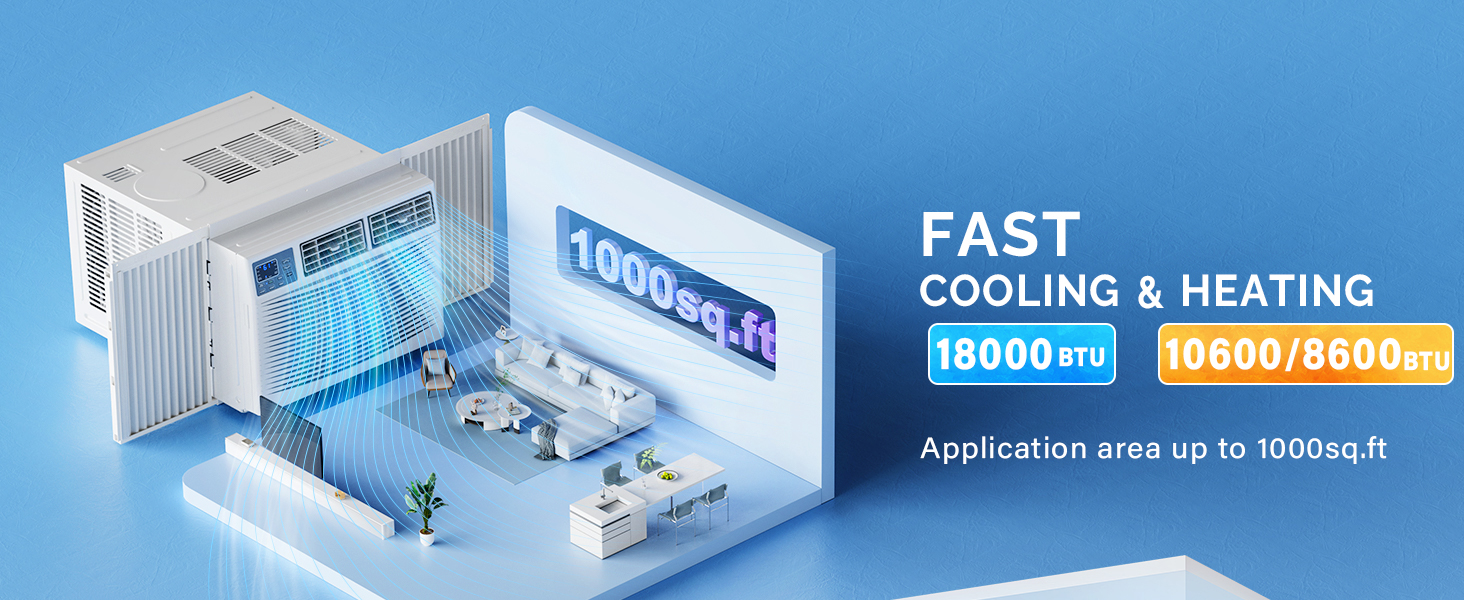 Air Conditioner Window Unit with Heat AC Unit Cooler, Heater, Dehumidifier & Fan with Timer, Remote