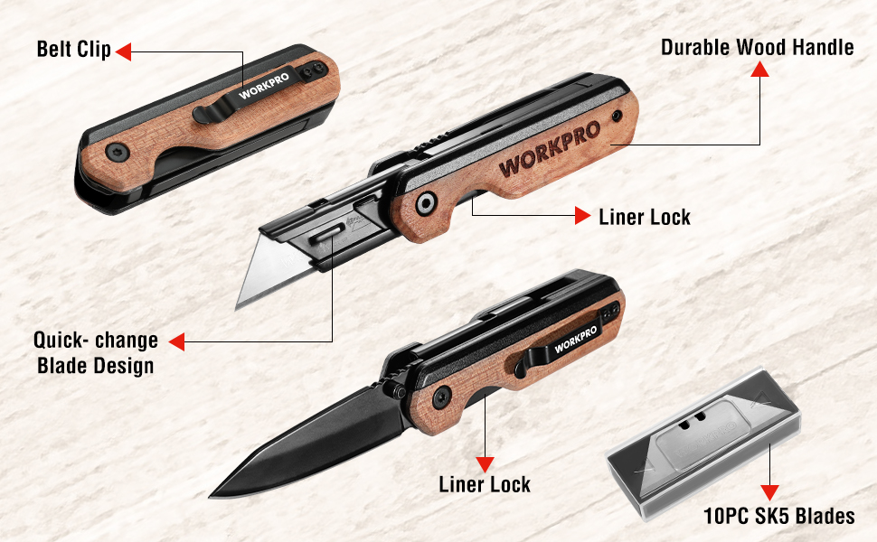 utility knife box cutter opener folding razor blade belt pocket heavy duty camping quick change