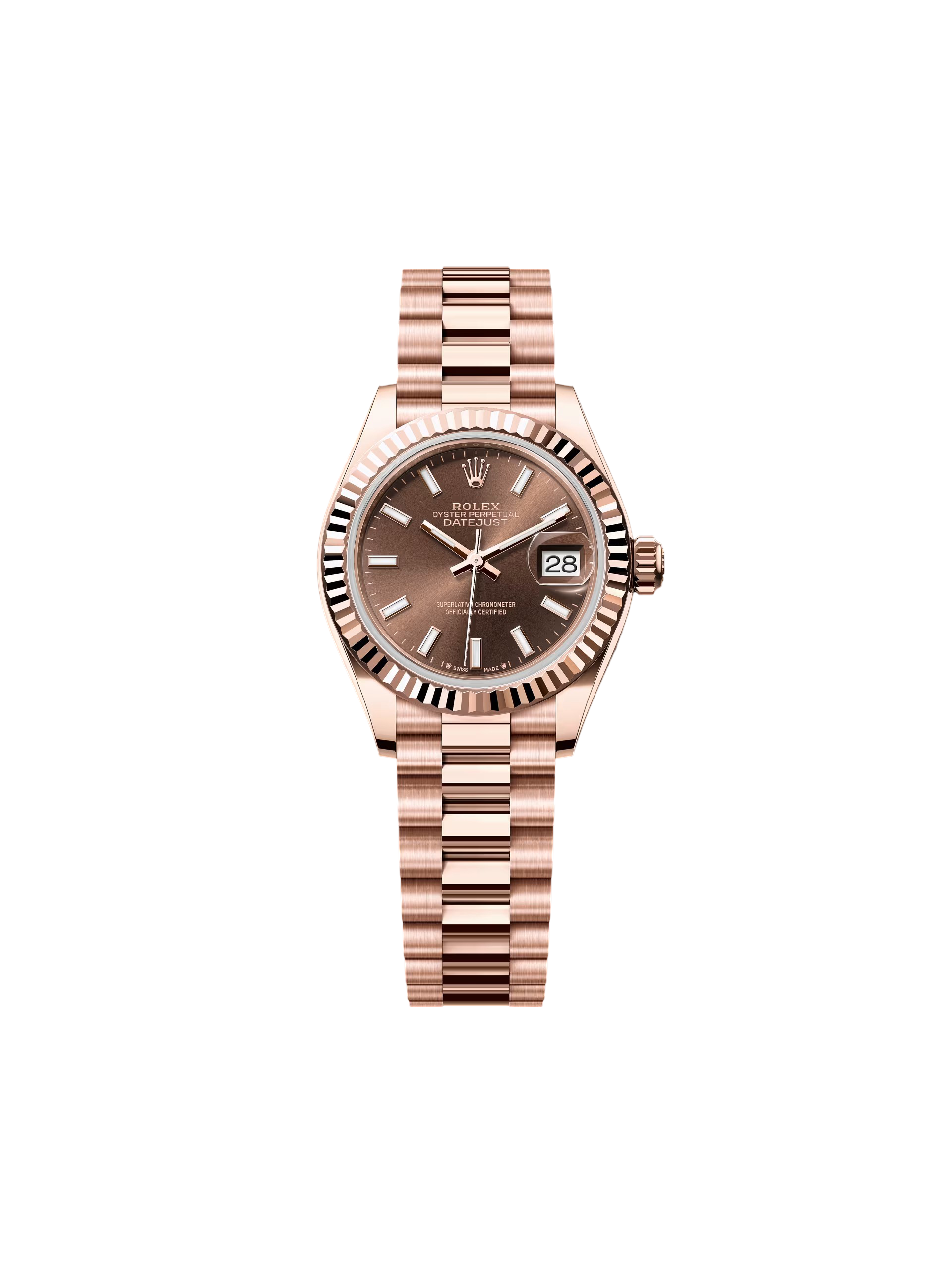 Rolex Lady-Datejust 28mm 279175 Chocolate Dial President Everose Gold