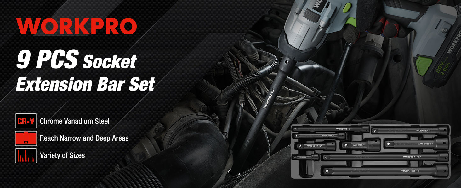 9-Piece Socket Extension Bar Set