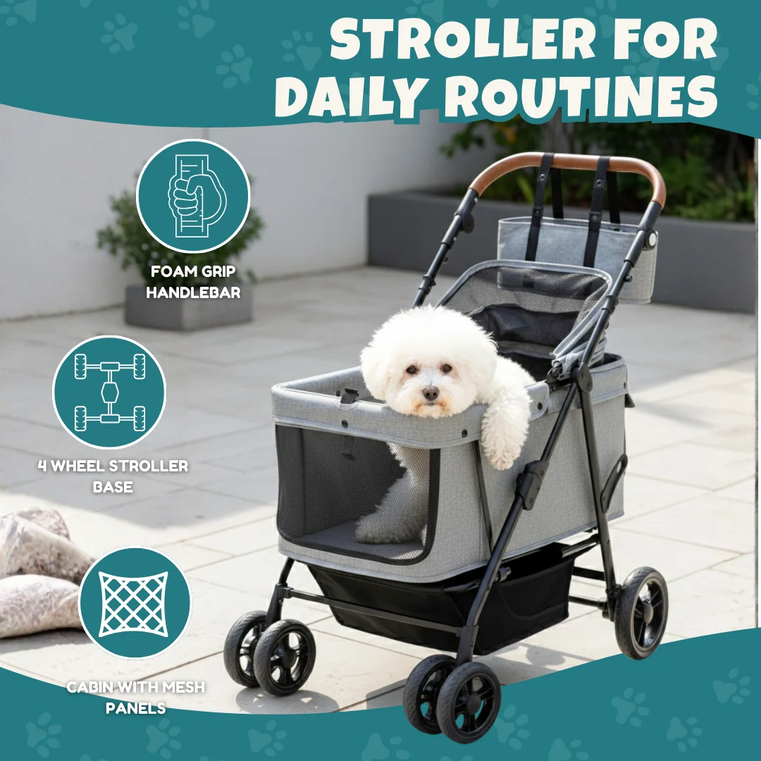 Dog Stroller for Large & Medium Dogs with Foldable Ventilated Cabin Dog Stroller for Large & Medium Dogs with Foldable Ventilated Cabin