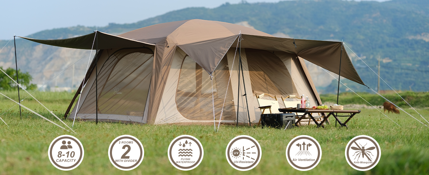 large vidalido tents for camping tents &amp;amp; shelters 6 8 10 person tent waterproof 2 room tent