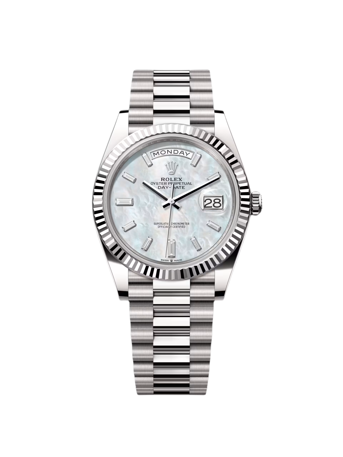 Rolex Day-Date "President" 40mm White Gold Mother of Pearl Diamond Baguette Dial - 228239