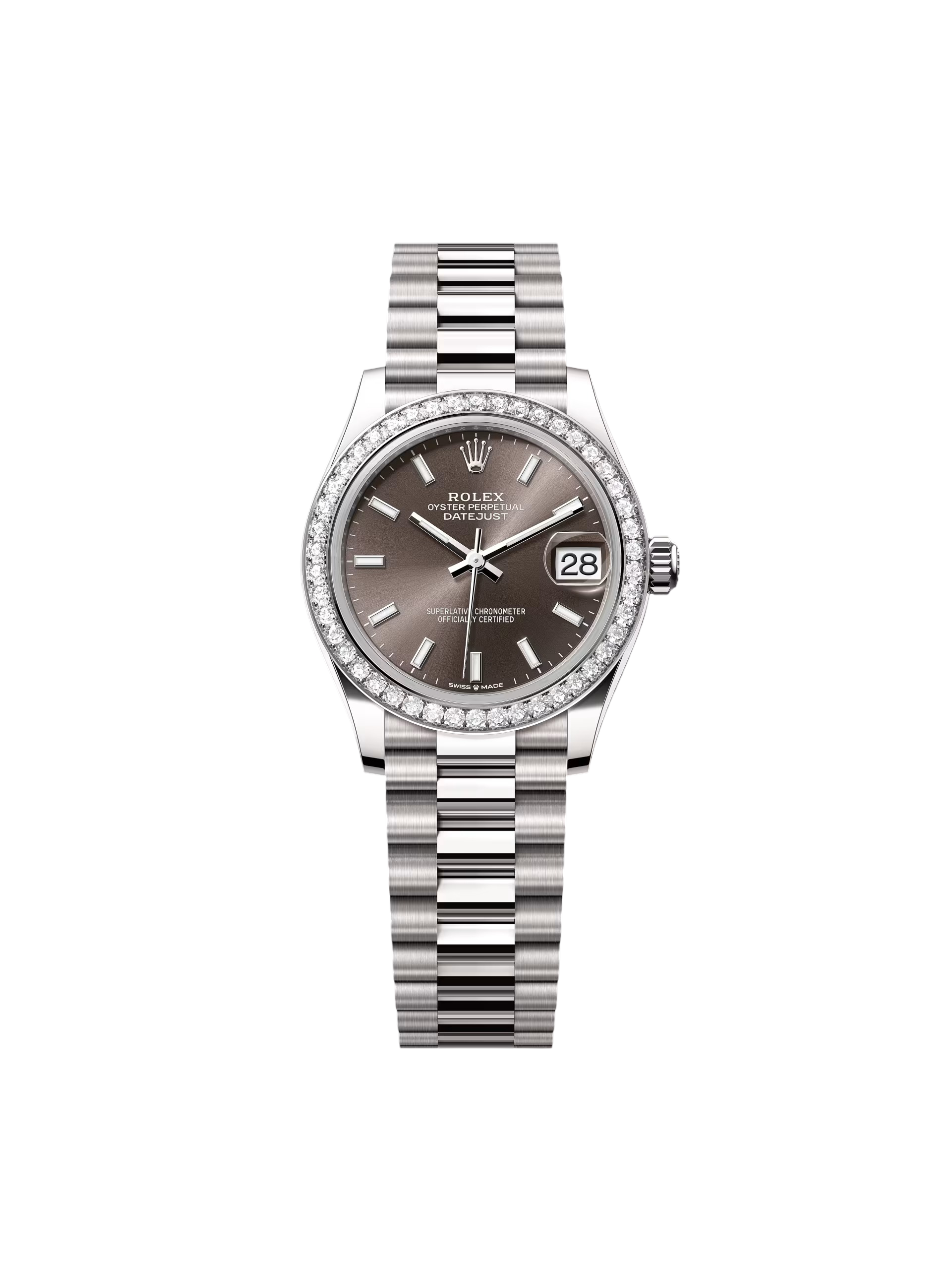 Rolex Datejust m278289RBR-0014 Dark Grey Dial White Gold President Watch