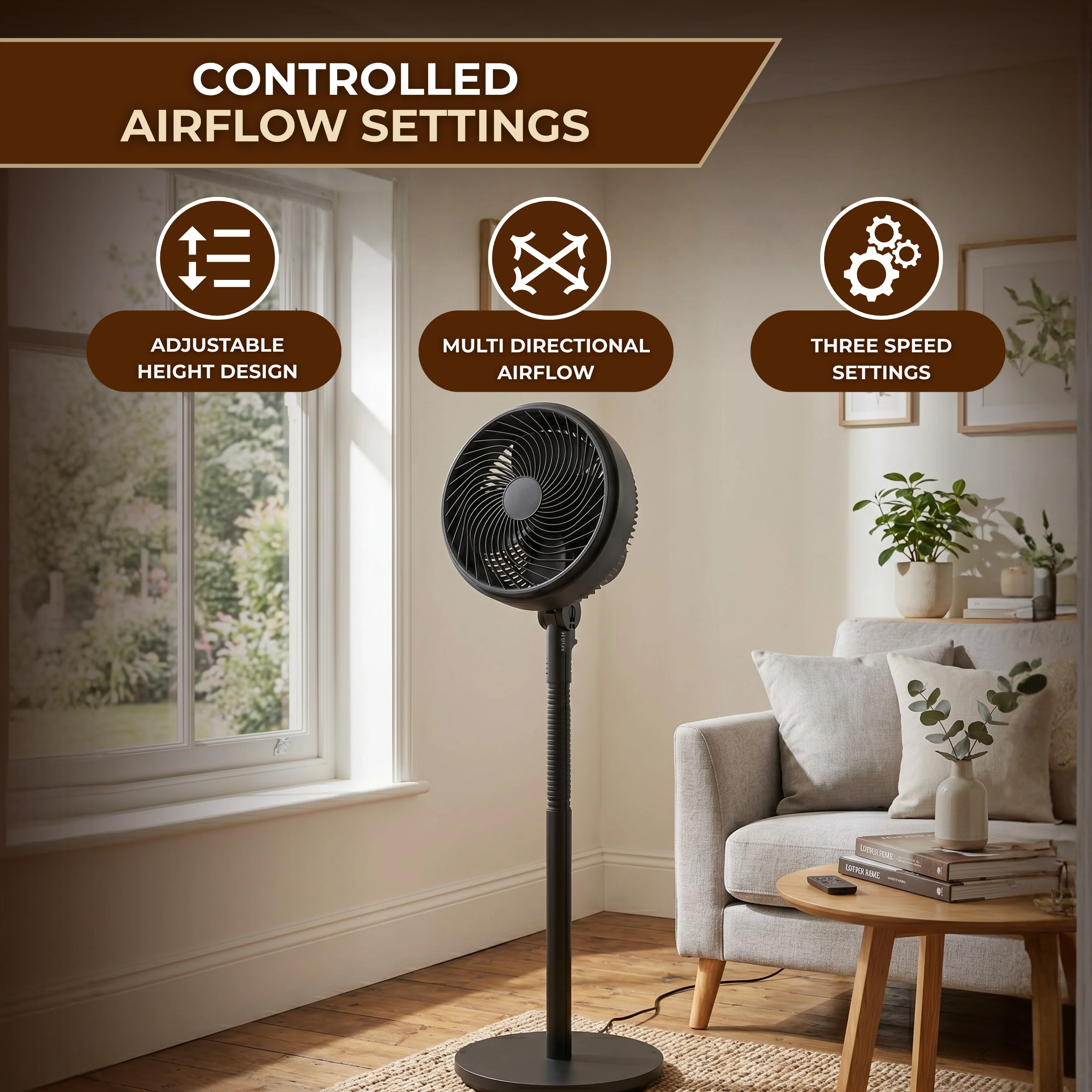 Pedestal Air Circulator Fan with Oscillation and 3 Speed Settings Pedestal Air Circulator Fan with Oscillation and 3 Speed Settings