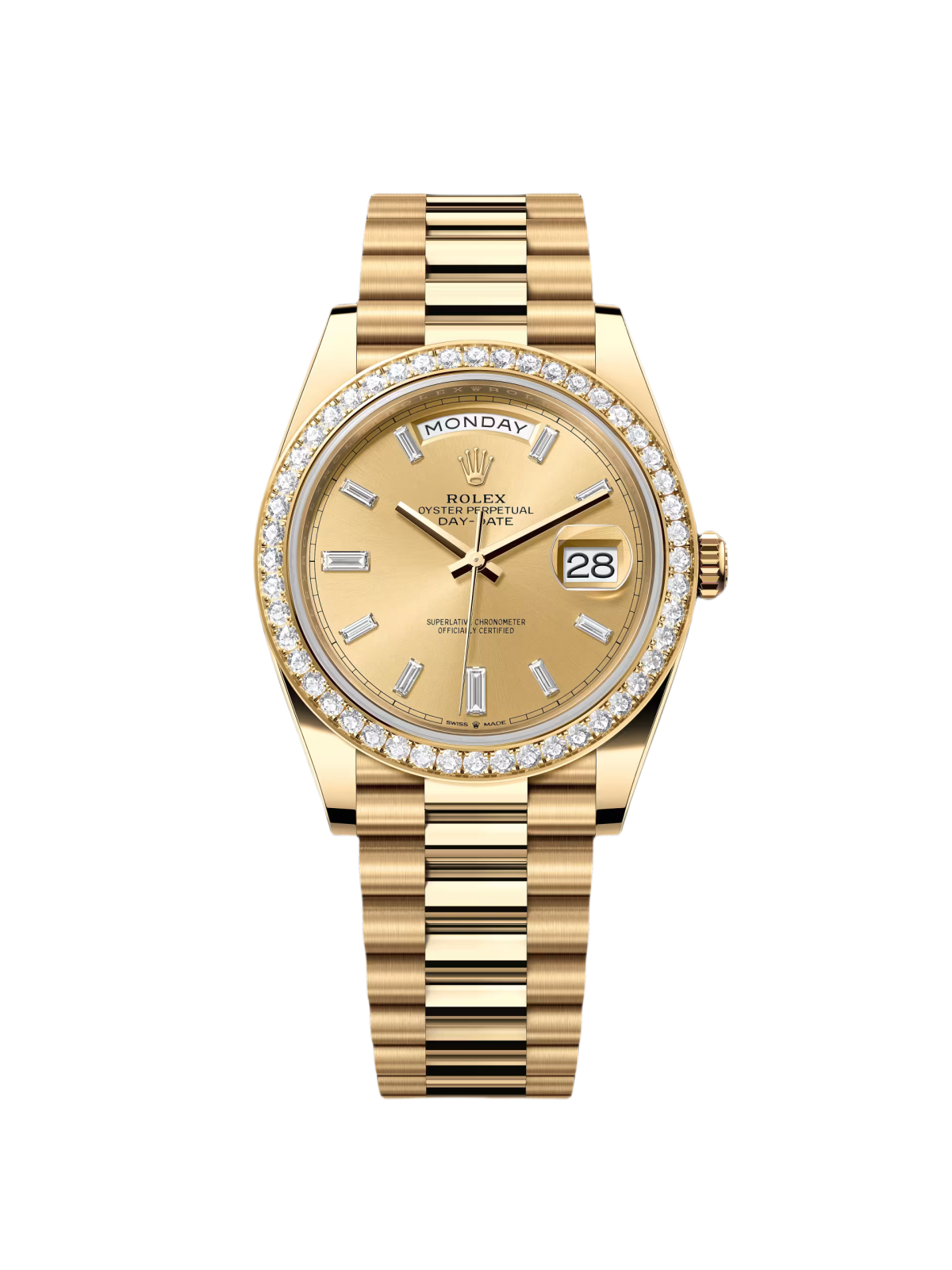 Rolex Day-Date 40mm Champagne Diamond Dial and Bezel Yellow Gold President Bracelet 228348RBR-0002