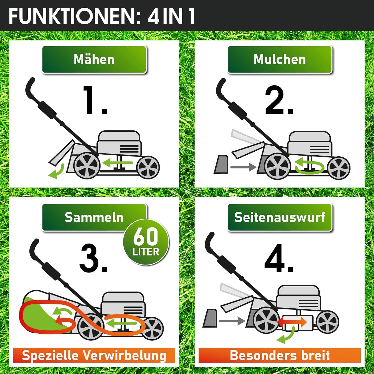 BRAST® Benzin Rasenmäher Trike mit Antrieb | 5,2kW(7PS) | 53cm Schnittbreite | viele Modelle | TÜV | 4 Takt OHV Motor | 30-80mm Schnitthöhe | 60L Fangkorb | Stahlgehäuse | Speed