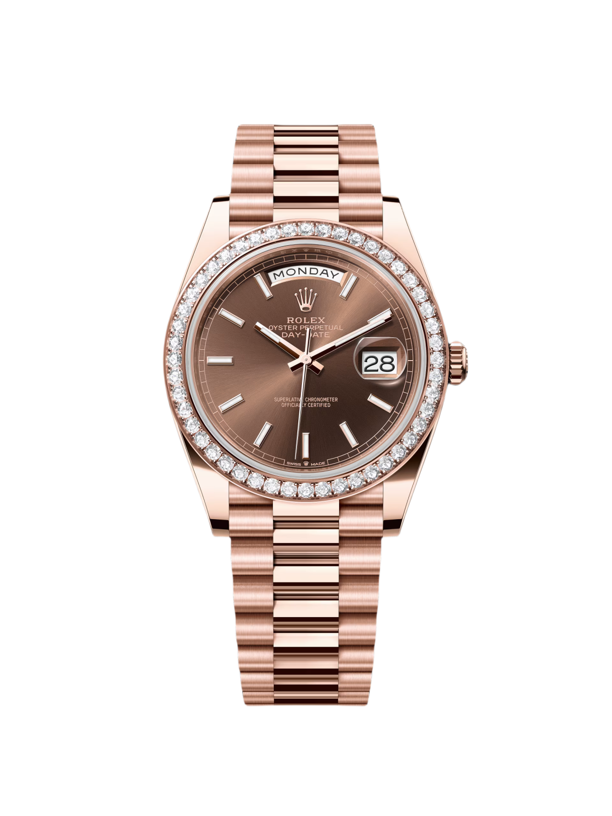 Rolex Day-Date 40mm Chocolate Dial and Diamond Bezel 228345rbr-0024