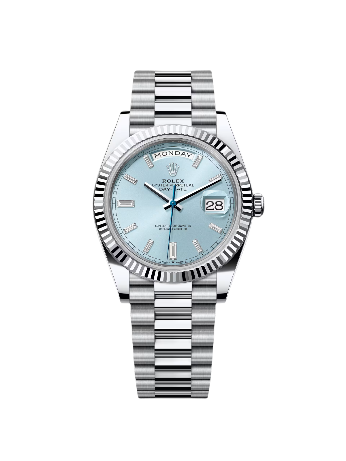 Rolex Day-Date "President" 40mm Platinum Ice Blue Baguette Dial - 228236