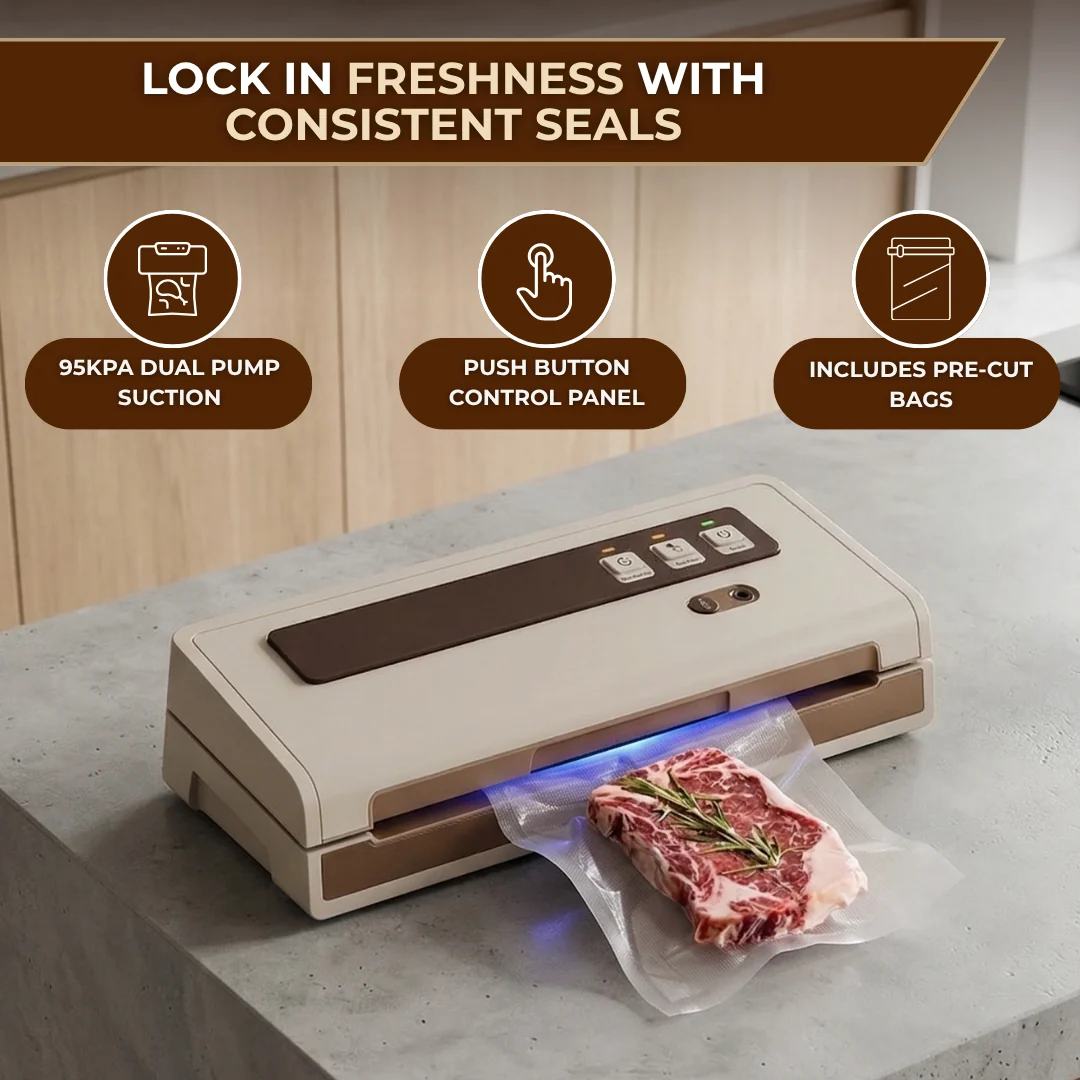 Automatic Vacuum Sealer 95kPa Compact Starter Kit with Pre Cut Bags