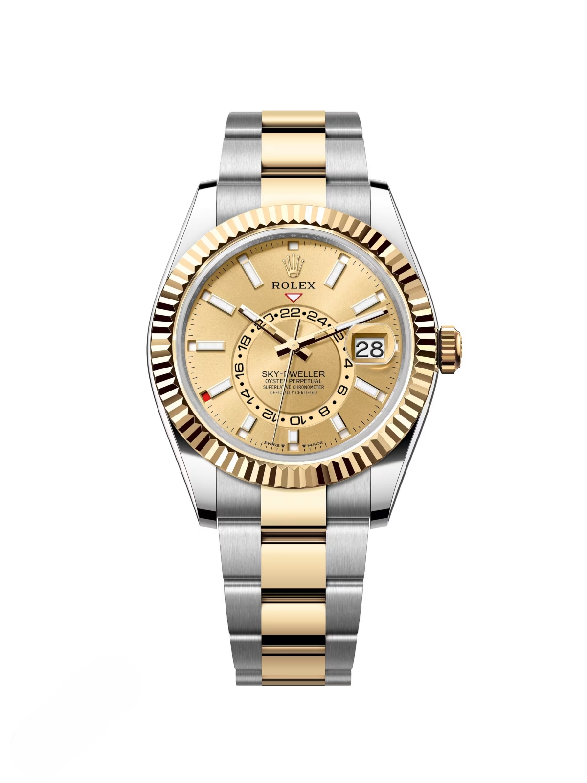 Rolex Sky-Dweller 42mm 336933-0001/0002 Two-Tone Yellow Gold Champagne Dial Oyster
