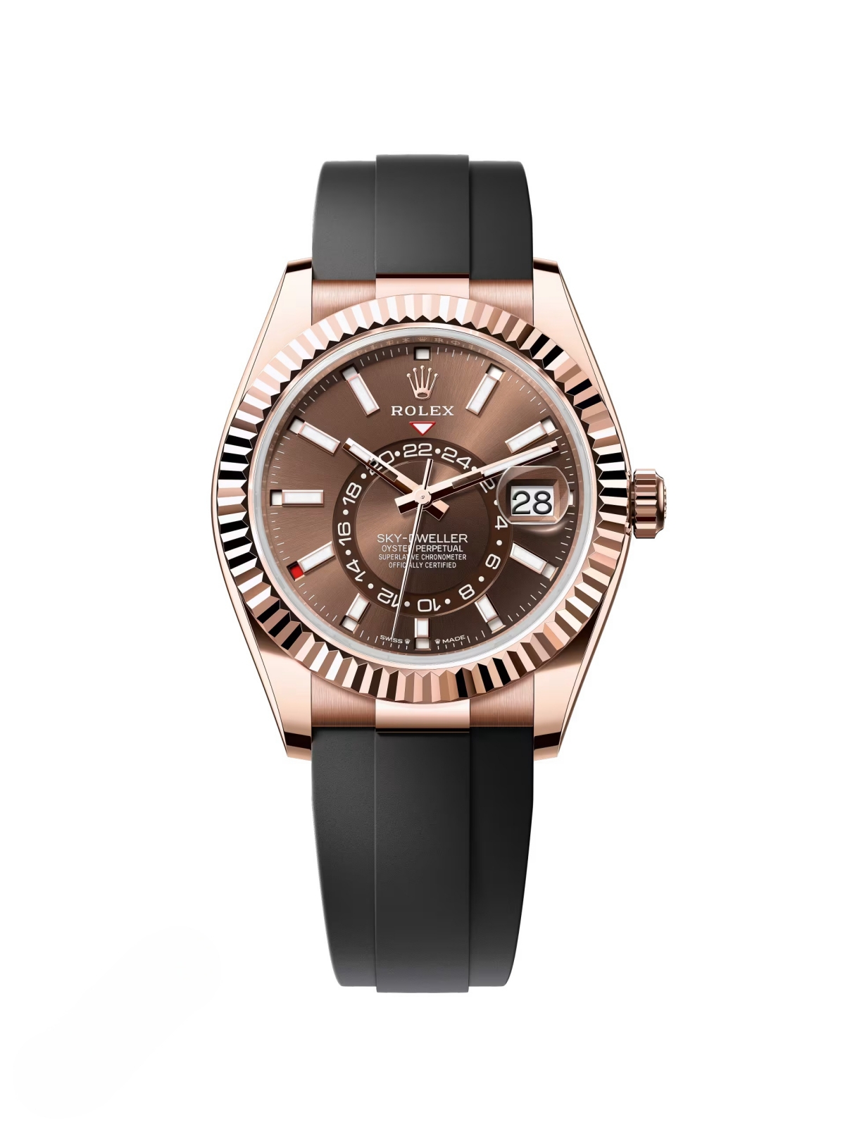Rolex Sky-Dweller 42mm Rose Gold Chocolate Dial Oysterflex - 336235