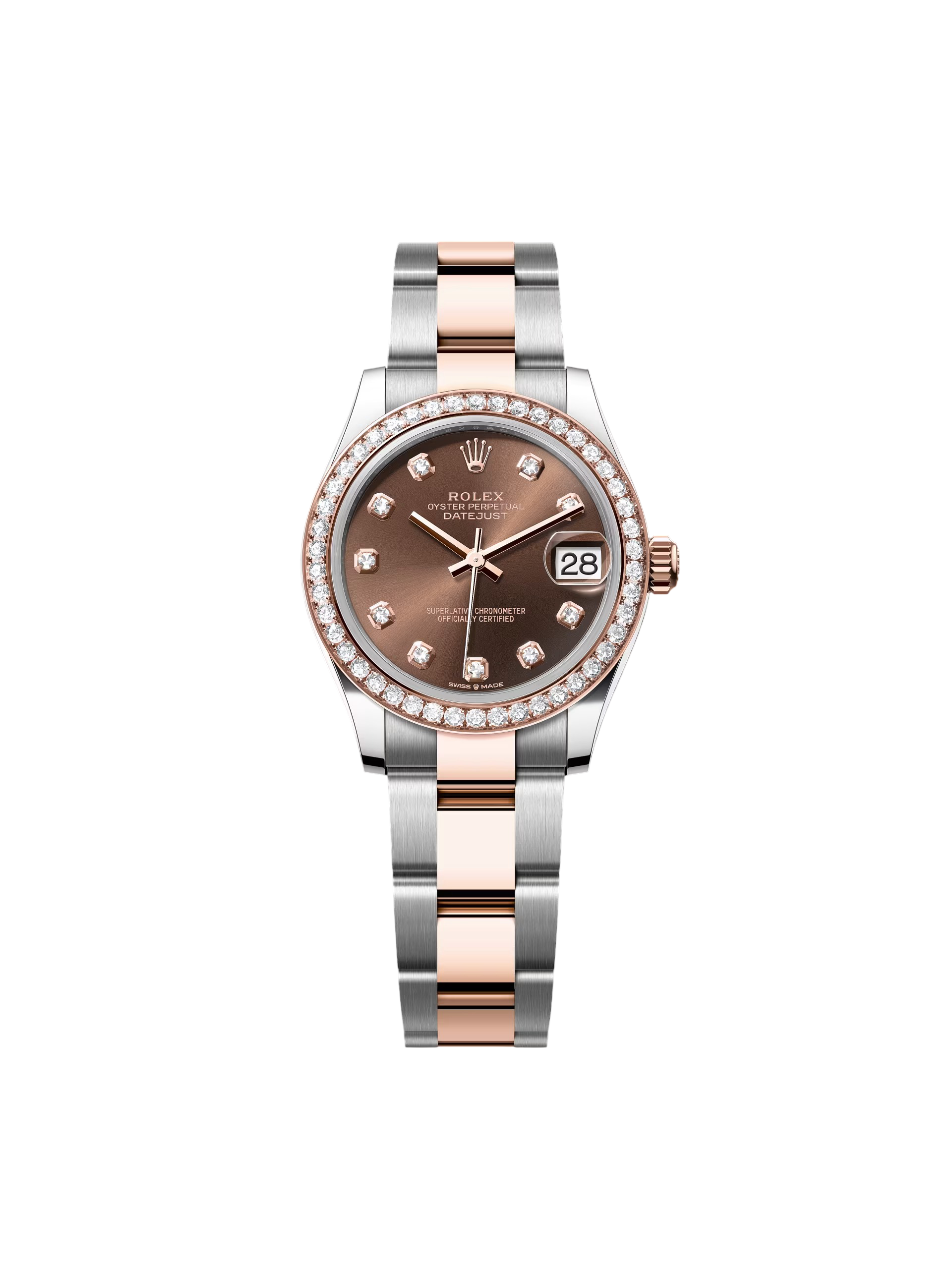 Rolex Datejust m278381-0027/0028 Chocolate Diamond 31mm Dial Diamond-Set Bezel and Oyster Bracelet Watch