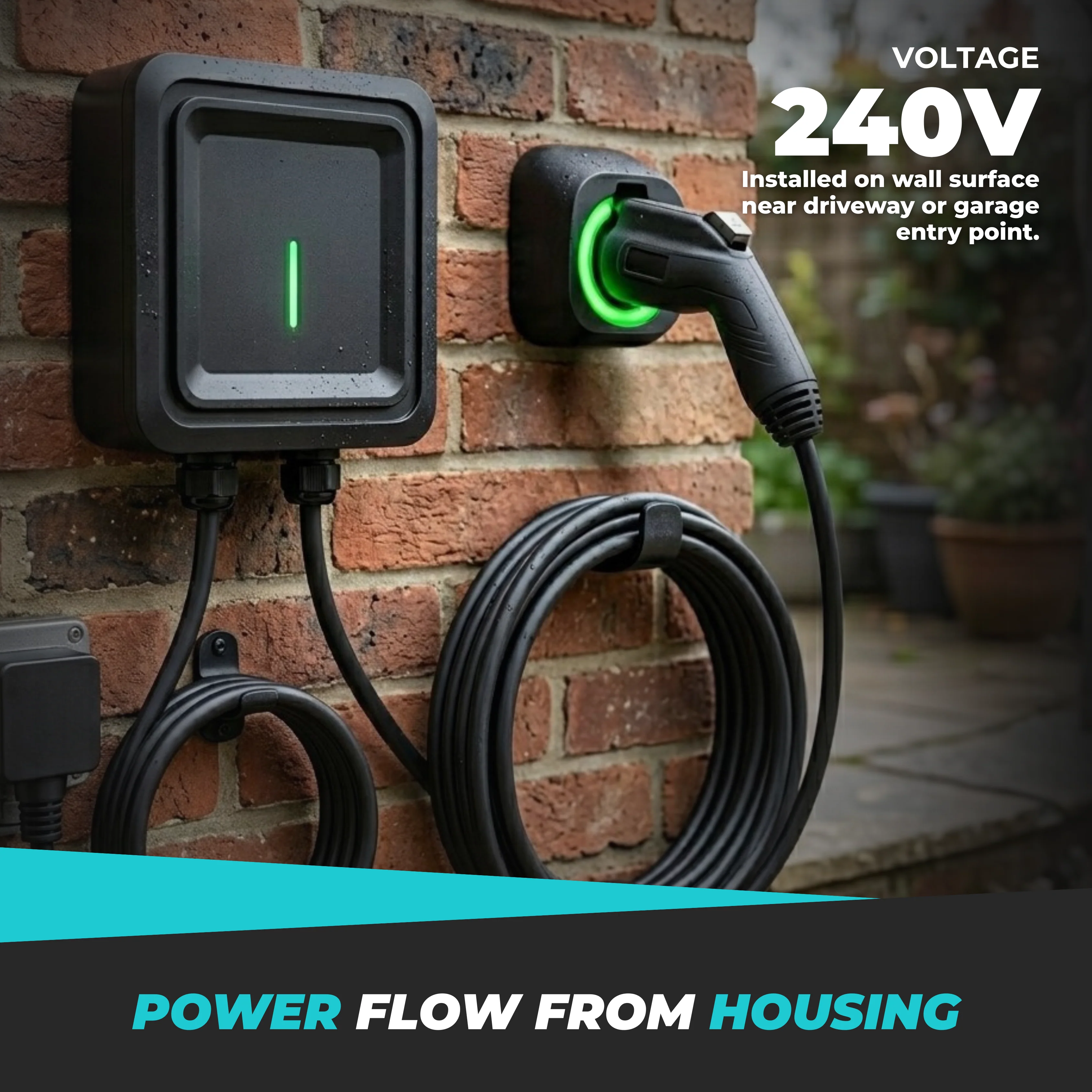Level 2 EV Charger 40A 240V J1772 25ft Cable Indoor Outdoor IP66