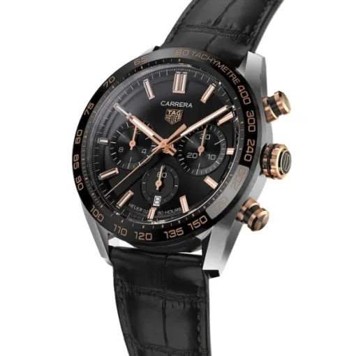 TAG Heuer Carrera Men Automatic Black Alligator Watch CBN2A5A.FC6481