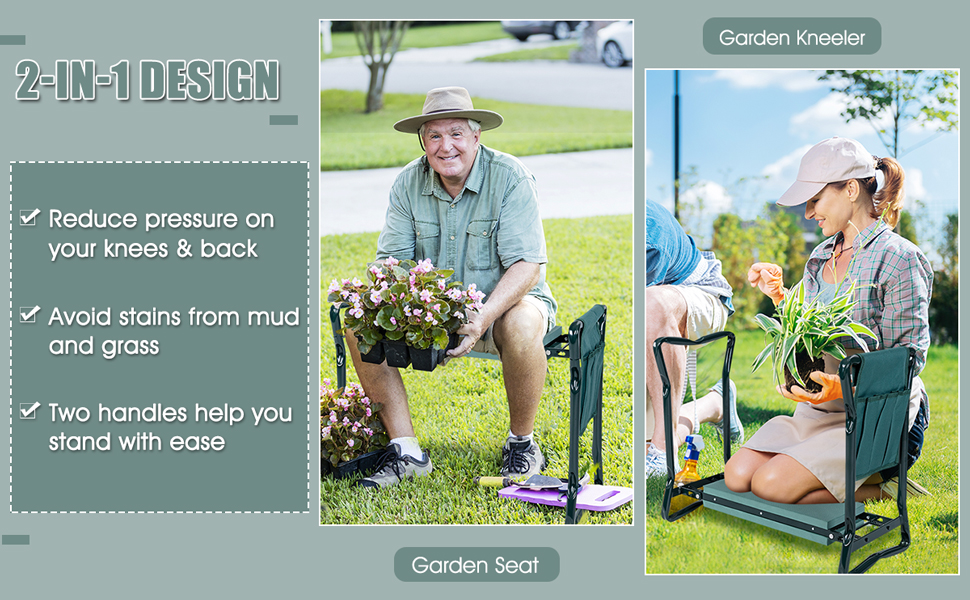 Garden Kneeler Seat Foldable Outdoor Gardening Stool Bench