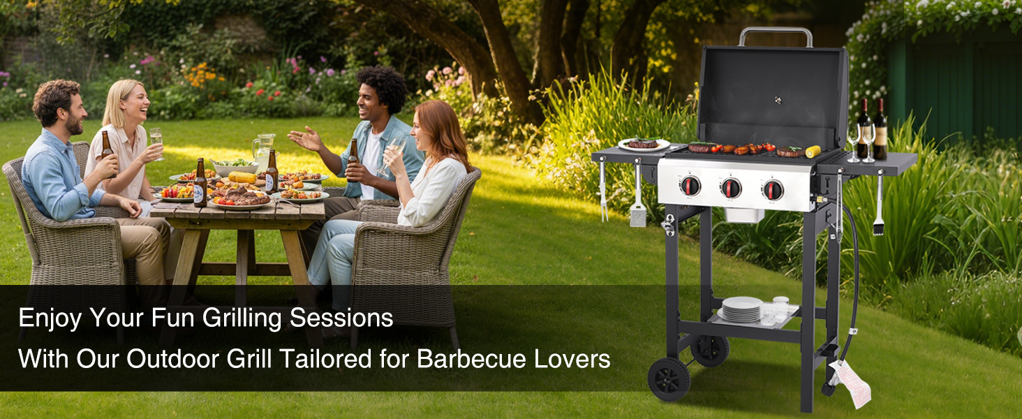 3 burner gas grill