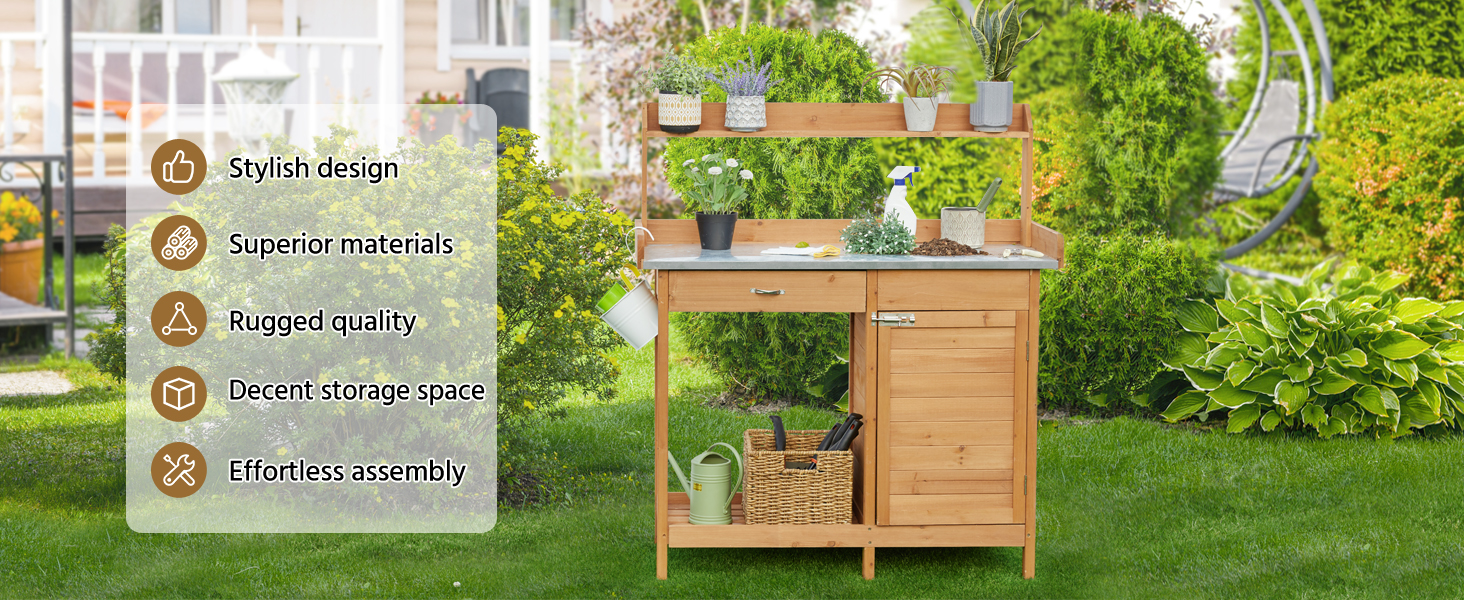 Garden potting bench table
