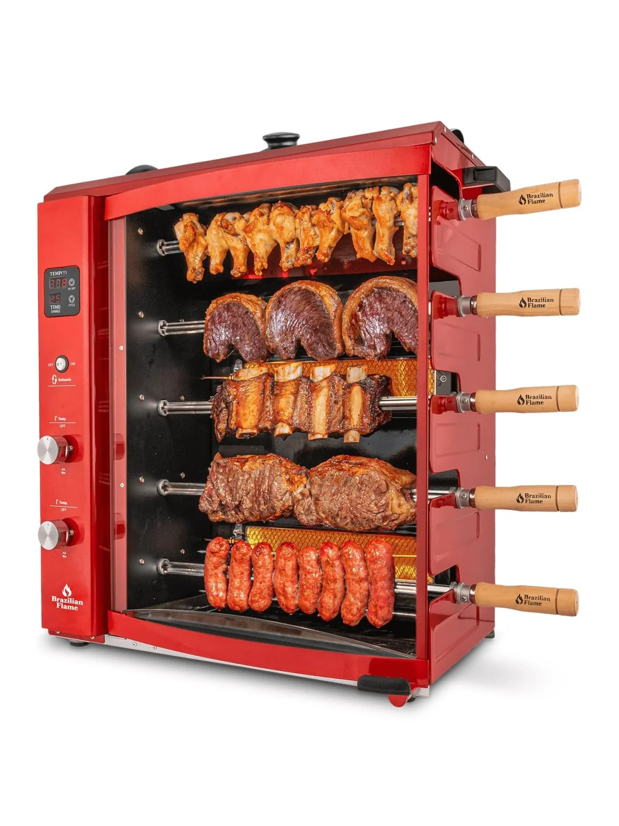 Brazilian Flame Churrasco? Gas Rotisserie Oven Grill Roaster with Auto Rotating Skewers for Rotisserie Chicken Brazilian Style BBQ and Churrasco Shawarma Machine Propane Grill - 2024 Series