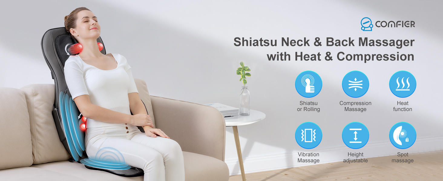 Shiatsu Neck & Back Massager eith Heat & Compression