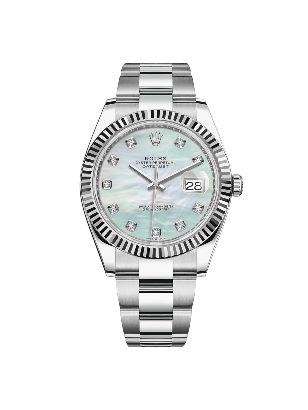Rolex Datejust 41 Mother of Pearl Diamond Stainless Steel Fluted Oyster - 126334