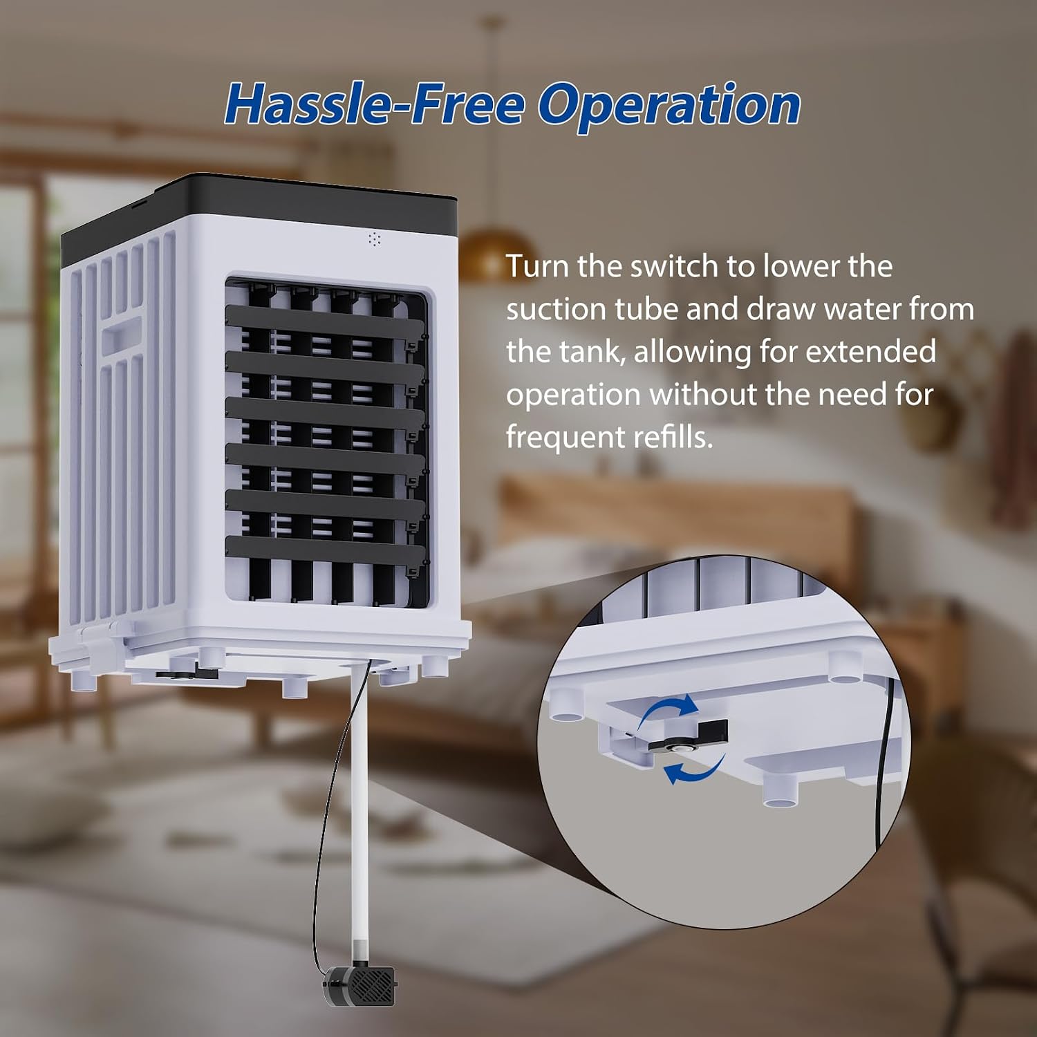 3-IN-1 Portable Evaporative Air Cooler, Remote Control Air Conditioner Fan with 15L Tank, 3 Speeds, 7.5H Timer, 120° Oscillation, Low Energy Cooling Fan for Home Bedroom Office