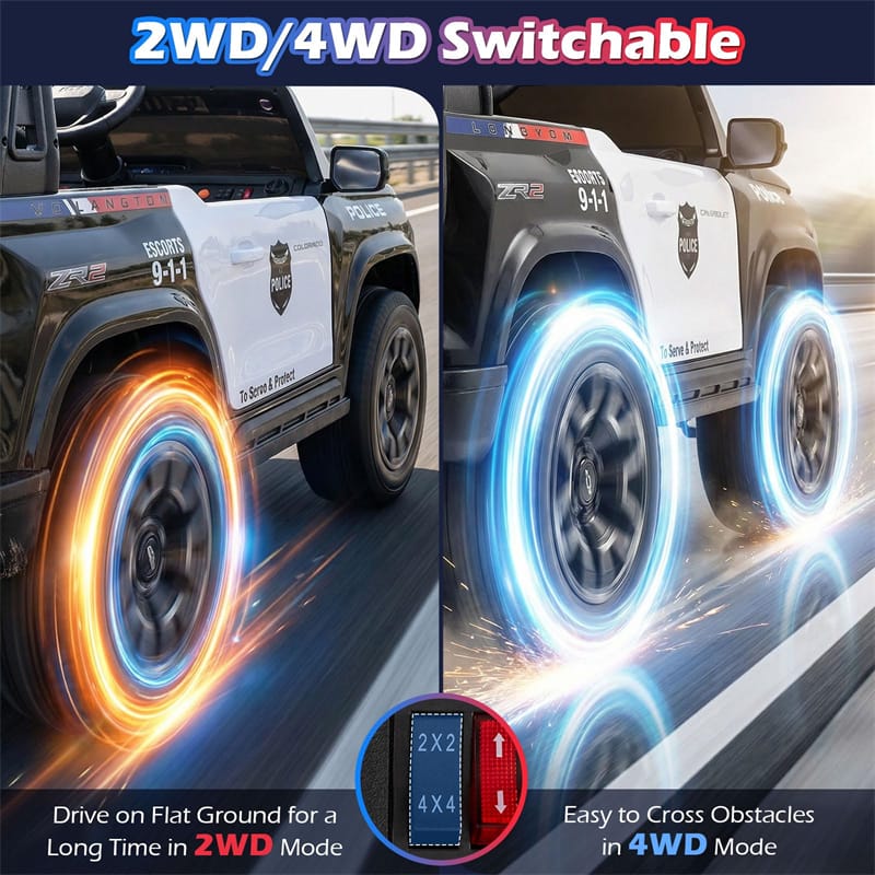 Eletriclife 24V 4WD Licensed Chevrolet Kids 2-Seater Police Ride on Car
