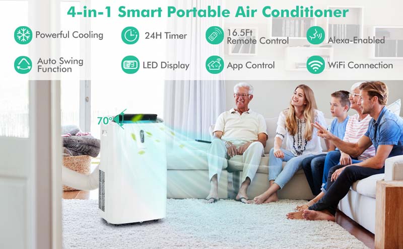 Eletriclife 14000 BTU Portable Air Conditioner with APP WiFi Control