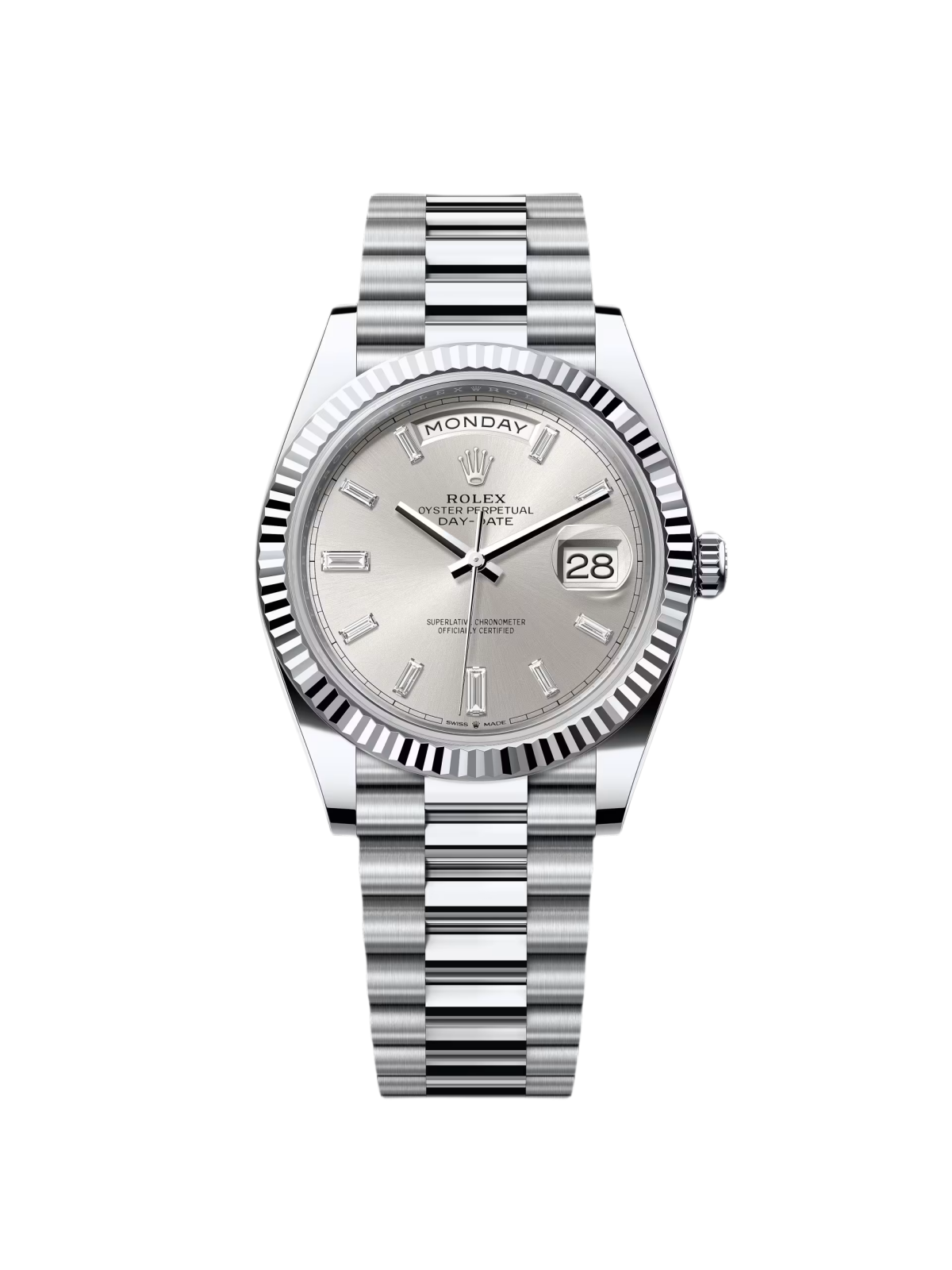 Rolex Day-Date "President" 40mm Silver Diamonds Dial 228236-0002