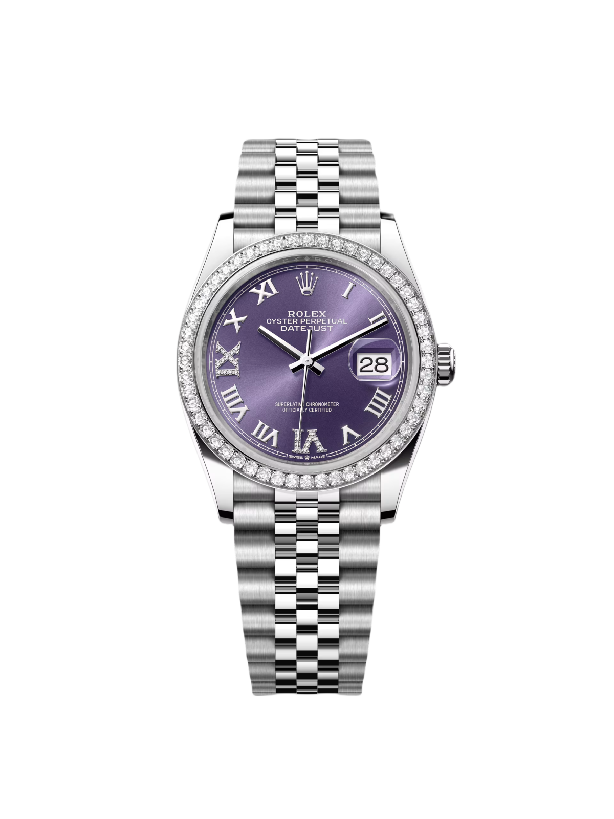 Rolex Datejust 36mm 126284 Aubergine Dial Jubilee Bracelet