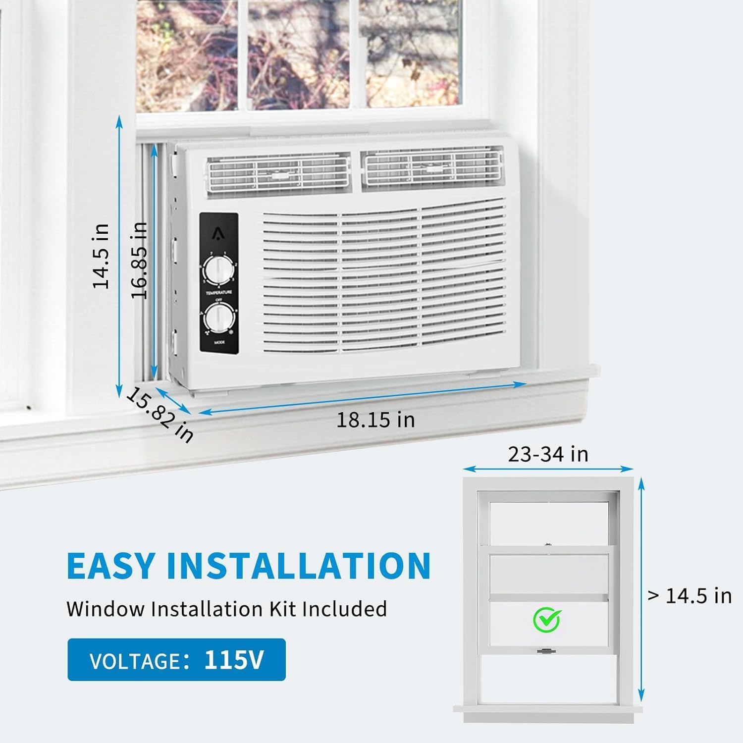Smart 6000 BTU WiFi Window Air Conditioner, Window AC Unit with Remote and App Control, Timer Function and Easy Installation Kit, for Rooms up to 350