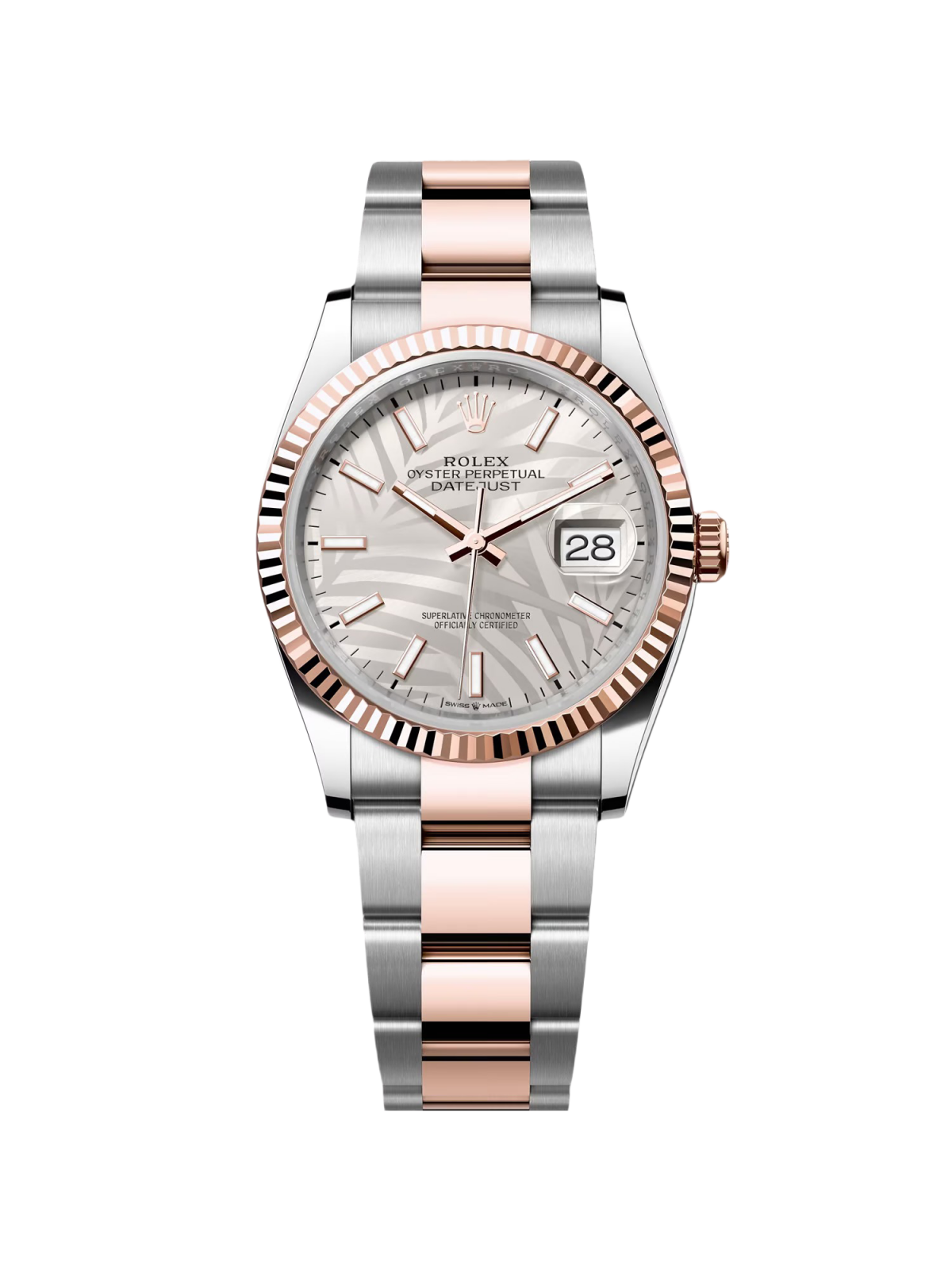 Rolex Datejust 36mm 126231 Silver Palm Motif Dial Oyster Bracelet