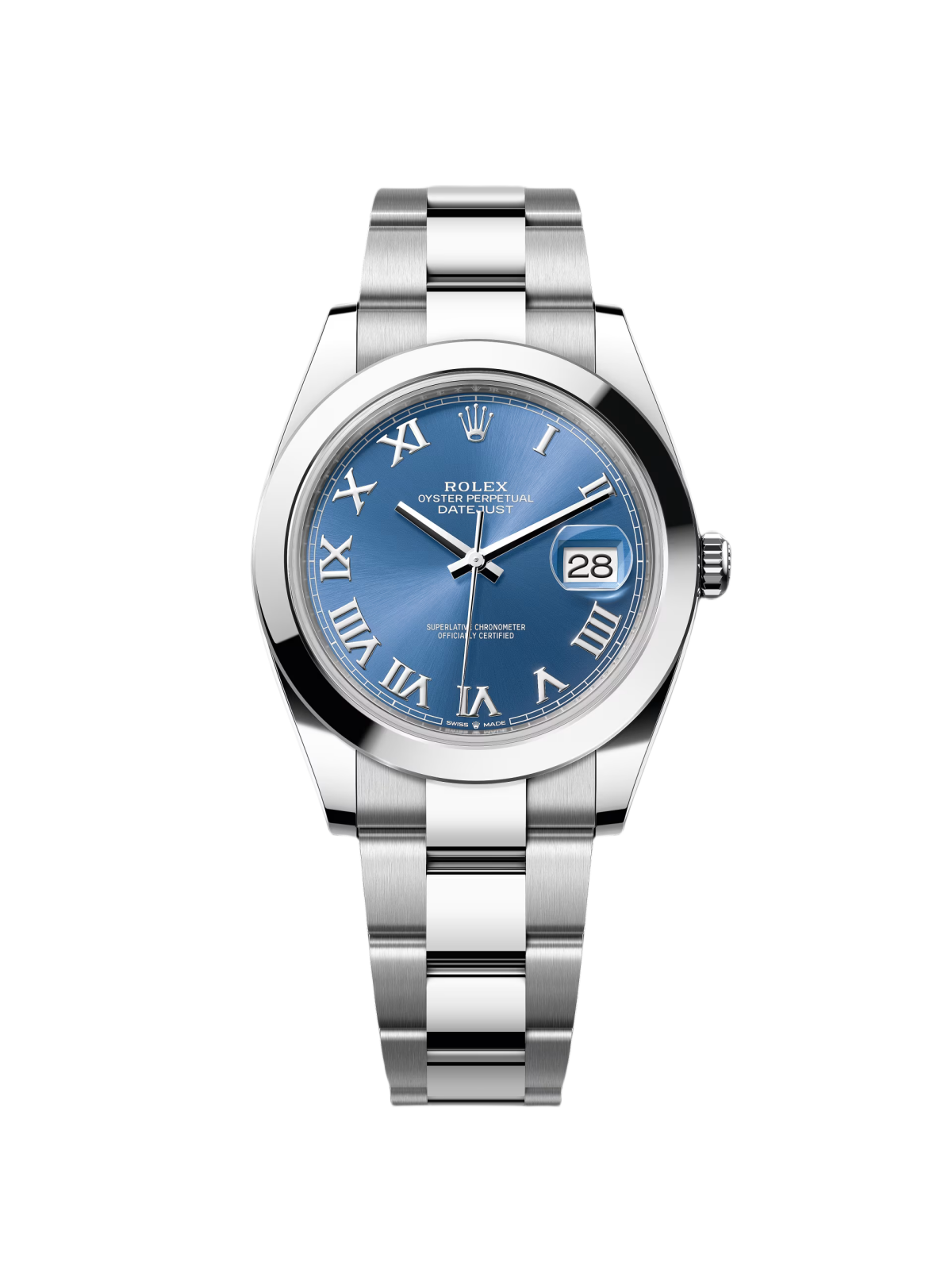 Rolex Datejust 41mm 126300 Blue Roman Oyster Stainless Steel Watch