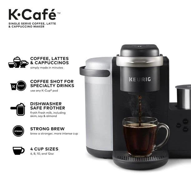 Keurig K Cafe Single Serve K Cup Coffee, Latte and Cappuccino Maker, Charcoal