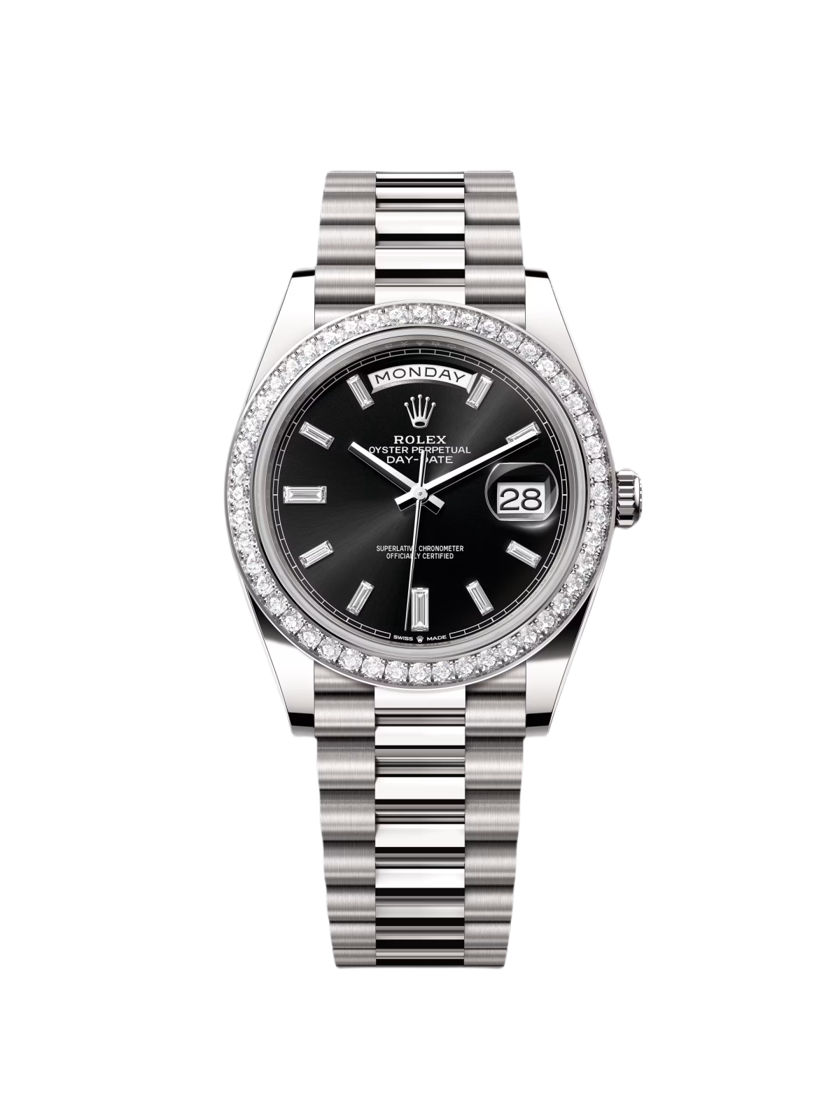 Rolex Day-Date 40mm 228349RBR-0003 Bright Black Dial President Bracelet
