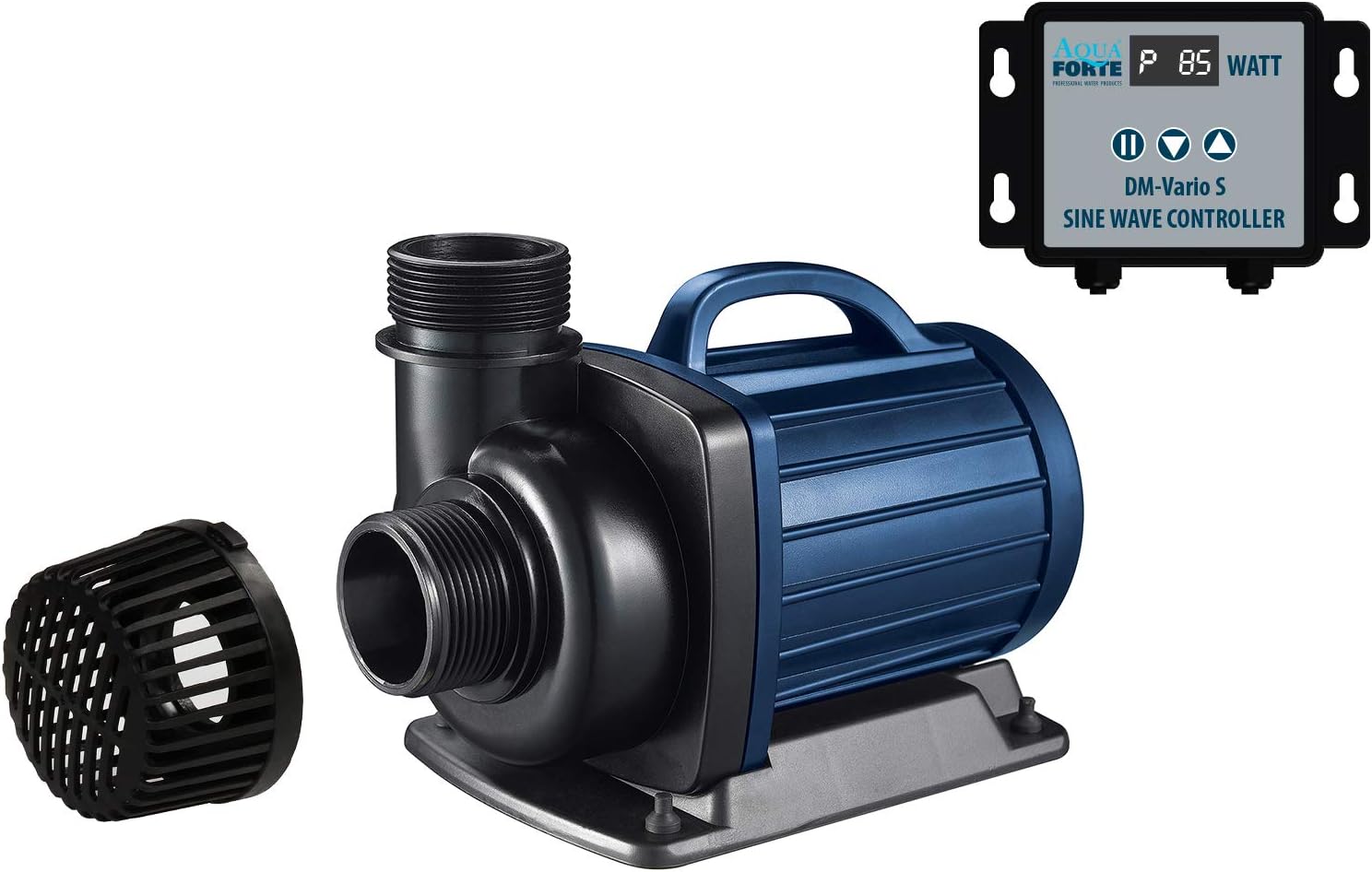 AquaForte Filter-/Teichpumpe DM-22.000 Vario S, 70-200W, Förderhöhe 7,5m, regelbar mit externem Controller. Ideal als Teichpumpe oder als Bachlauf- /Wasserfallpumpe.