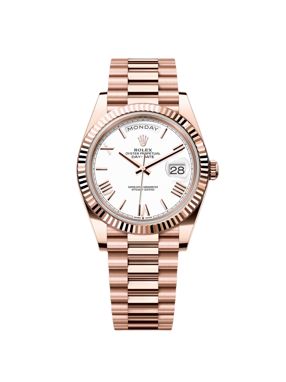 Rolex Day-Date "President" 40mm Everose Gold White Roman Dial - 228235