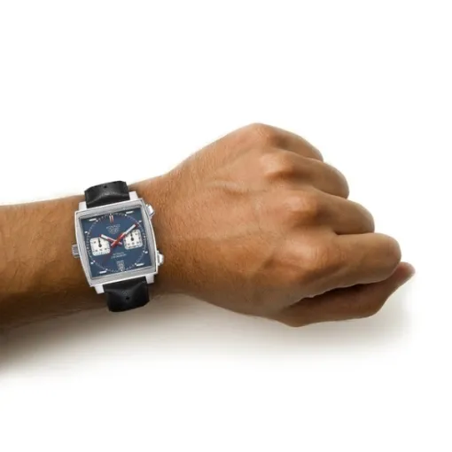 TAG Heuer Monaco Men Automatic Blue Leather Watch CAW211P.FC6356