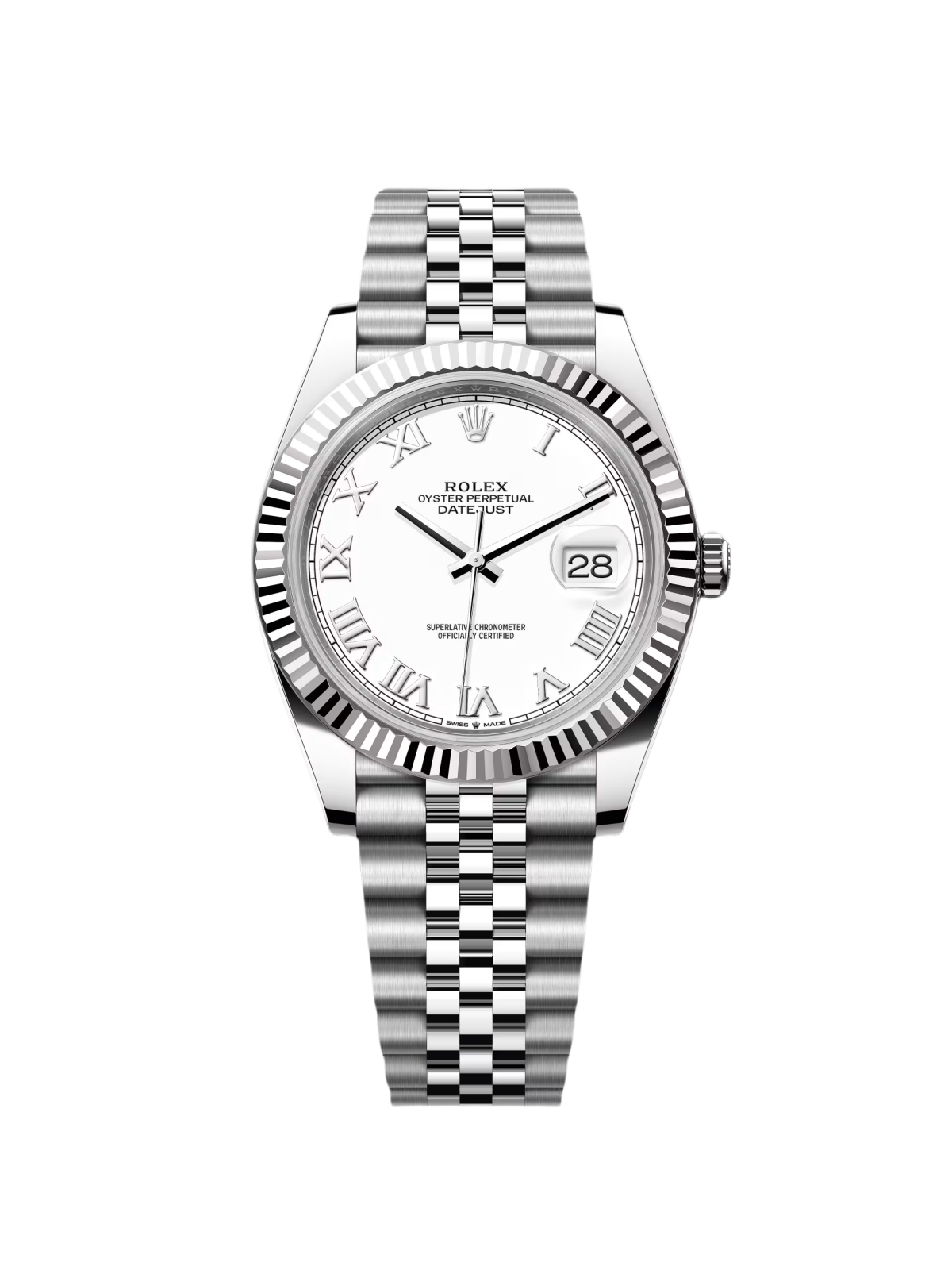 Rolex Datejust 41mm 126334 White Roman Oyster Stainless Steel Mens Watch