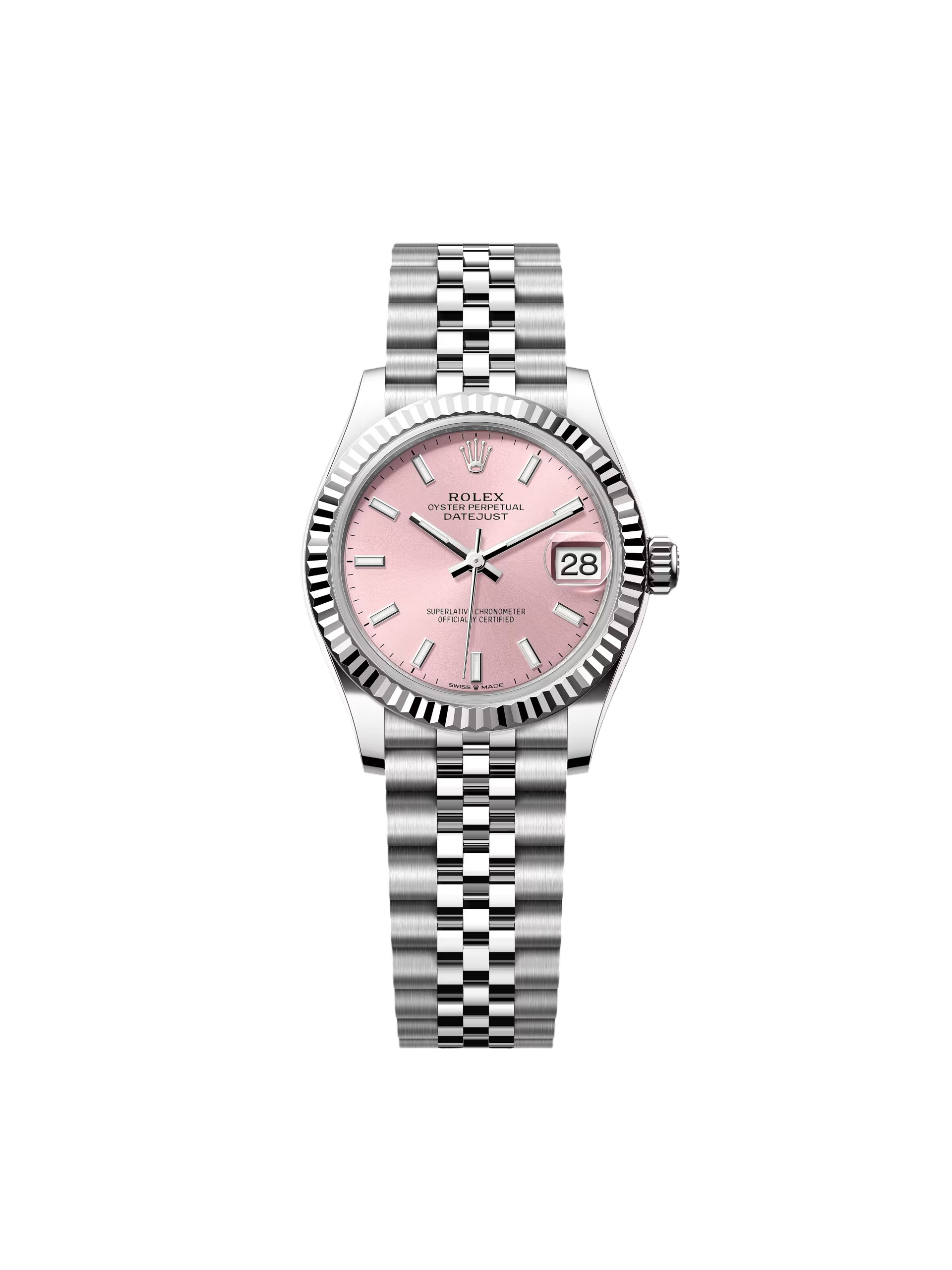 Rolex Datejust m278274-0013/0014 Pink Dial 31mm Fluted Bezel Oyster Bracelet