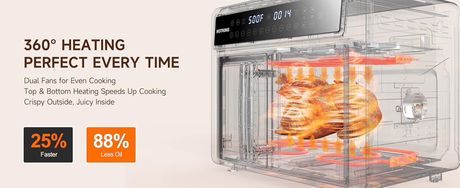 500°F Heat &amp;amp;amp; 360° Crisping，Cooks up to 80% faster than a traditional oven