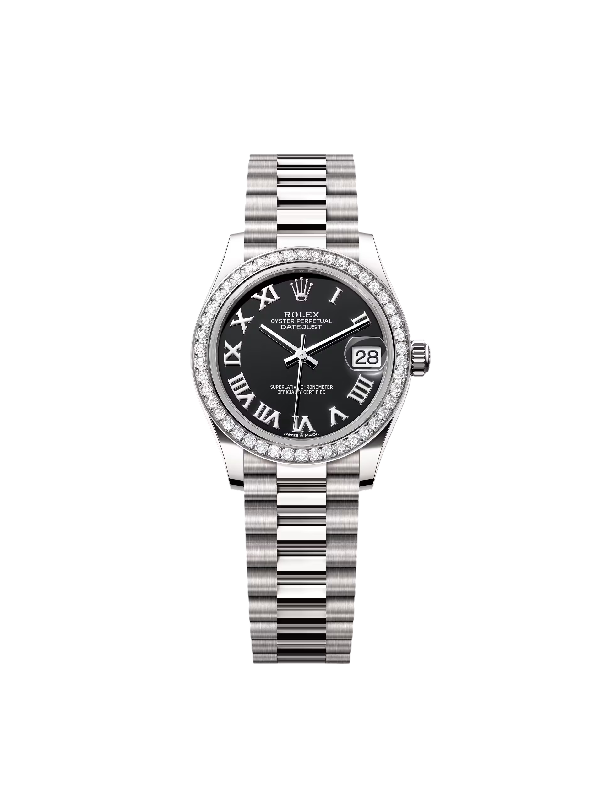 Rolex Datejust m278289RBR-0011 Bright Black Dial White Gold President Watch