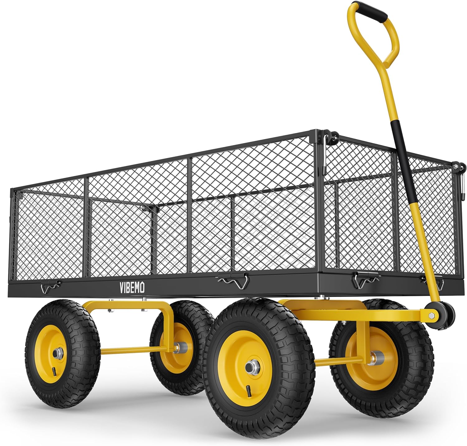 Steel Garden Cart 2-in-1 1400 lbs Heavy Duty Utility Wagon with Removable Mesh Sides to Convert into Flatbed 240?? U-Turn 13