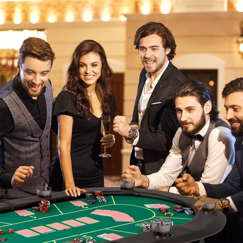 72" Foldable Poker Table for 8 Players with 8 Cup Holders & Casino-Grade Felt