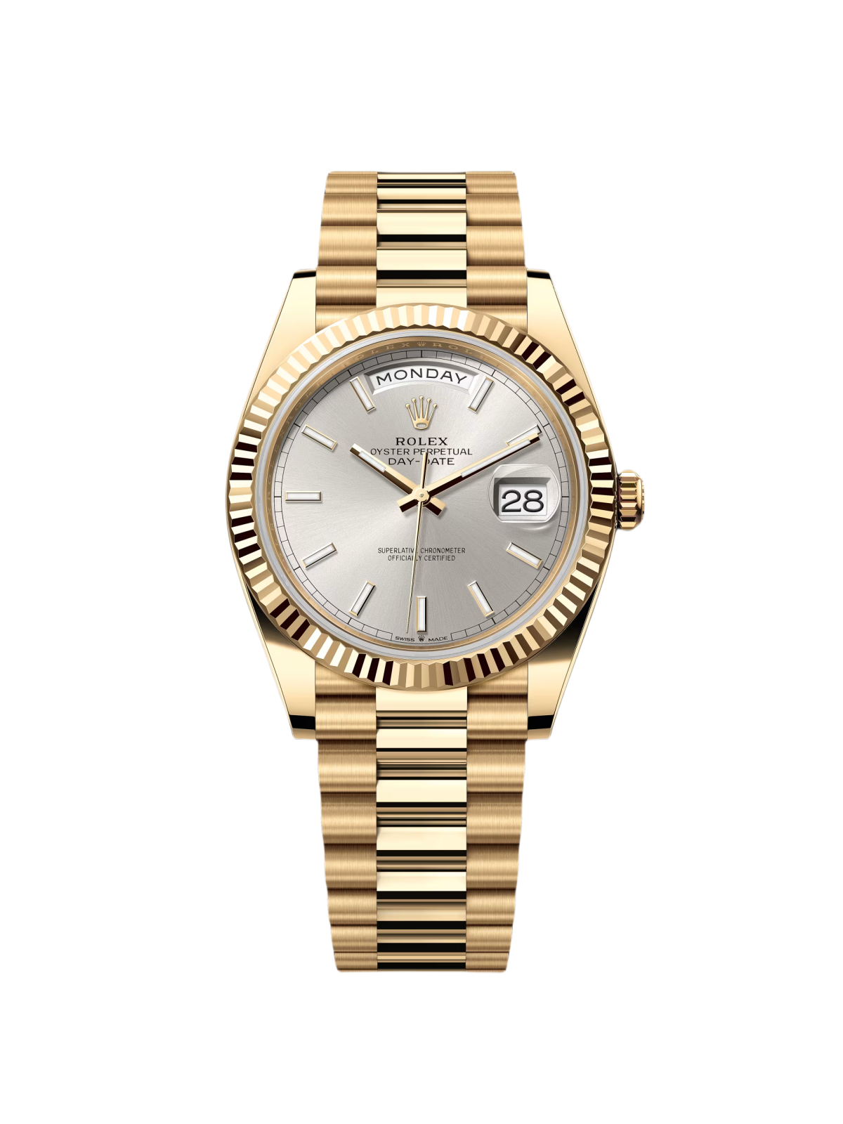 Rolex Day-Date "President" 40mm Yellow Gold Silver Index Dial - 228238