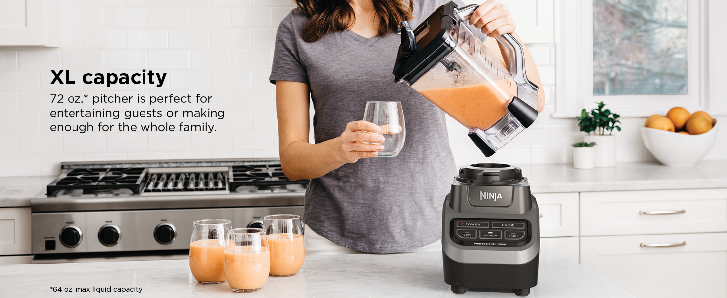 XL capacity 72 oz.* pitcher is perfect for entertaining guests or making enough for the whole family
